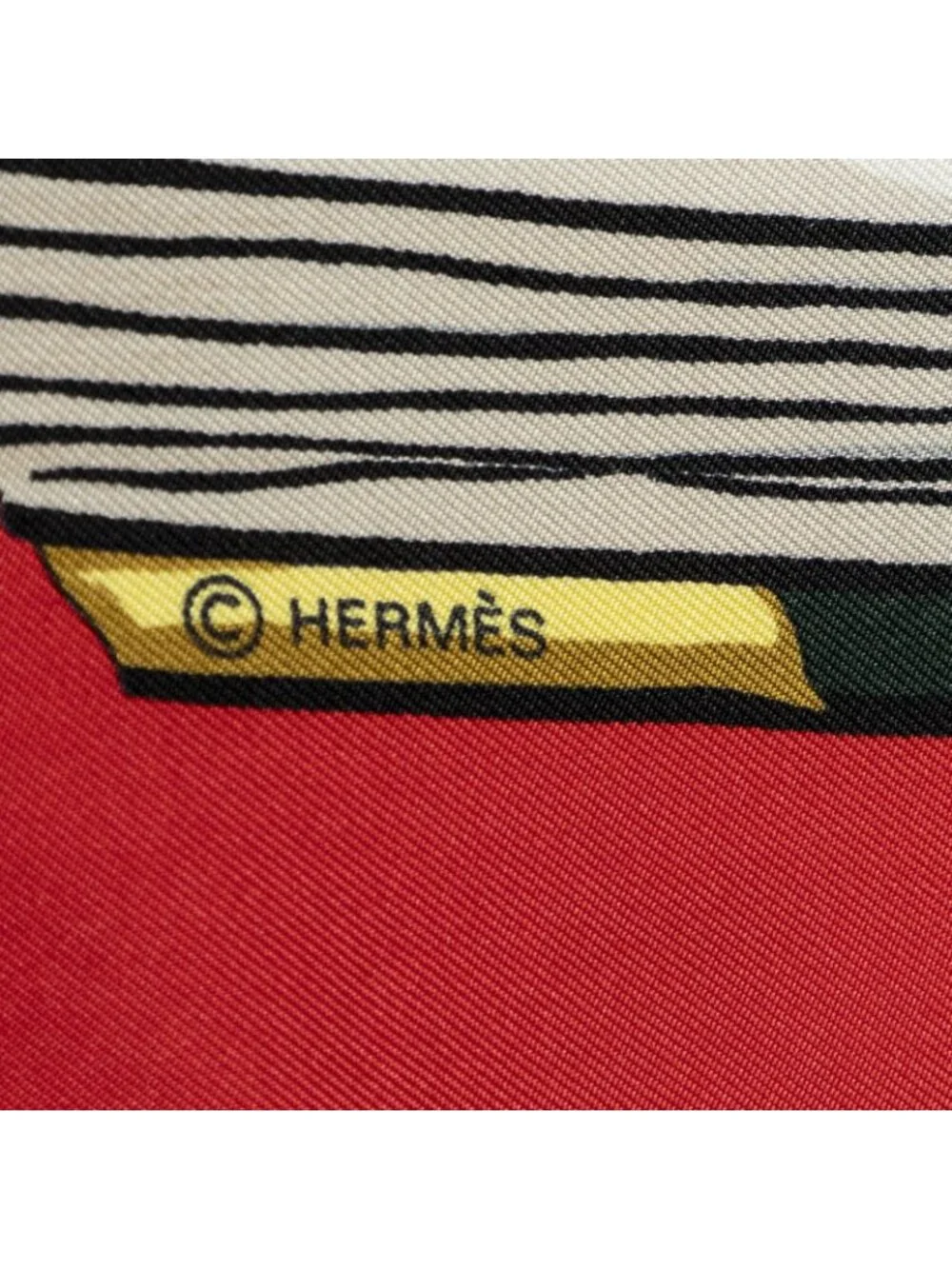 ★SOLD★ Hermes Scarf Red Beige Brown Silk - Picture 4 of 5